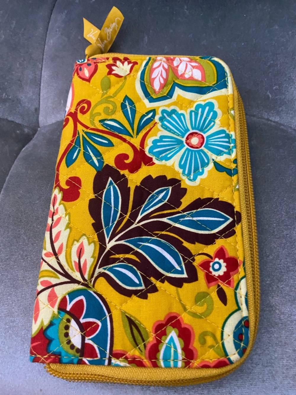 Vera Bradley Provencial Yellow Floral Quilted Travel Wallet
